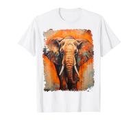 Pop Art Colorful Elephant Orange Value Graphic T-Shirt, Men, White, XL