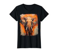 Pop Art Colorful Elephant Orange Value Graphic T-Shirt, Women, Black, L