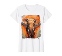 Pop Art Colorful Elephant Orange Value Graphic T-Shirt, Women, White, S