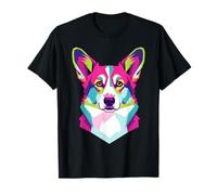 Pop Art Corgi Dog Face Colorful Abstract T-Shirt