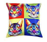 Pop Art Cushion Covers Digital Printed 45 x 45cm Polyester Sofa Car Bed Home Pillow Colourful Abstract Decor Dog/London/Portrait Design (Cats)