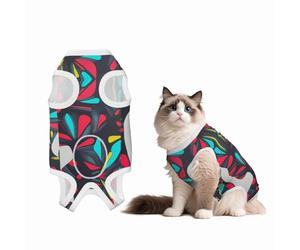 Pop Art Custom Patterned Surgery Suit for Dogs Cat- Post-Surgery Recovery, Wound Care, and Anxiety Relief - Soft Cotton Dog Pajamas with Full Belly Coverage Small