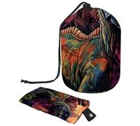 Pop Art Dinosaur World Pattern Travel Cosmetic Bags Makeup Bag for Women, Foldable Drawstring Travel Cosmetic Bags, Portable Toiletry Bucket Bag