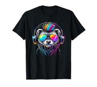 Pop Art Ferret Sunglasses Headphones Ferrets T-Shirt