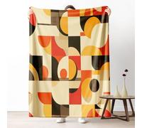 Pop Art Geometric Color Blocks Large Sofa Throw Blanket for Seater, Soft Luxury Collage Geometry Combinations Fleece Throw for Couch Cream Blanket for Bed, Warm and Cozy, 200x220 cm