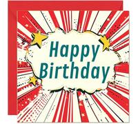 Pop Art Happy Birthday Card - Comic book style birthday card with red envelope