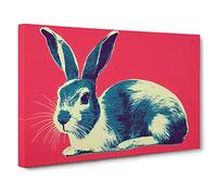 Pop Art Hare Canvas Print | Gallery Wrapped 30mm Frame Wall Decor | 30x20 inches | Ready to Hang | Pop Art Animals Picture | Living Room Bedroom Lounge Office