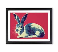 Pop Art Hare Framed Print | A2 Black Framed Wall Art | Ready to Hang | Pop Art Animal Picture | Living Room Bedroom Lounge Office