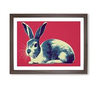 Pop Art Hare Framed Print | A4 Walnut Framed Wall Art | Ready to Hang | Pop Art Animal Picture | Living Room Bedroom Lounge Office