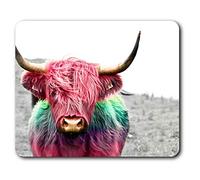 Pop Art Highland Cow Pink Rainbow Mouse Mat Pad Computer PC Laptop Gaming Office Home Desk Accessory Gadget 21684