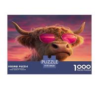 Pop Art Highland Cow Puzzle 1000-Piece for Adults And Kids, Difficult Jigsaw Puzzle, Challenging & Relaxing Gift 38x26cm/1000pcs