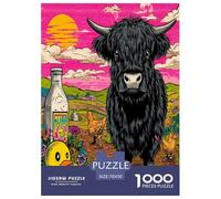 Pop Art Highland Cow Puzzle 1000-Piece for Adults And Kids, Difficult Jigsaw Puzzle, Challenging & Relaxing Gift 70x50cm/1000pcs