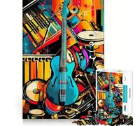 Pop Art Instruments 1000 Piece Jigsaw Puzzle for Adults Smart Reason Toy Home Enjoy Sharp Edge Santa Wish Item (38x26cm)