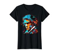 Pop Art Ludwig Van Beethoven Music Composer Value Graphic T-Shirt, Women, Black, S