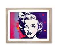 Pop Art Marilyn Monroe Vol.2 Abstract Framed Print | A3 Oak Framed Wall Art | Ready to Hang | Pop Art Fantasy Picture | Living Room Bedroom Lounge Office