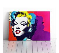 Pop Art Marilyn Monroe Vol.4 Abstract Purple, White, Brown | Canvas Wall Art Print | Framed & Ready to Hang Picture | Modern Home Decor for Living Room, Bedroom, Kitchen or Office | 30x20 Inches