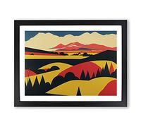 Pop Art Meadow Landscape Vol.1 Abstract Framed Print | A4 Black Framed Wall Art | Ready to Hang | Pop Art Landscape Picture | Living Room Bedroom Lounge Office