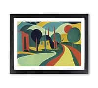 Pop Art Meadow Landscape Vol.2 Abstract Framed Print | A2 Black Framed Wall Art | Ready to Hang | Pop Art Landscape Picture | Living Room Bedroom Lounge Office