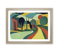 Pop Art Meadow Landscape Vol.2 Abstract Framed Print | A3 Oak Framed Wall Art | Ready to Hang | Pop Art Landscape Picture | Living Room Bedroom Lounge Office