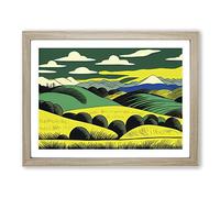 Pop Art Meadow Landscape Vol.4 Abstract H1022 Framed Print for Living Room Bedroom Home Office Décor, Wall Art Picture Ready to Hang, Oak A2 Frame (64 x 46 cm)
