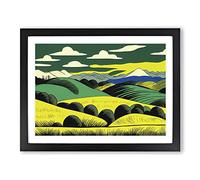 Pop Art Meadow Landscape Vol.4 Abstract H1022 Framed Print for Living Room Bedroom Home Office Décor, Wall Art Picture Ready to Hang, Black A4 Frame (34 x 25 cm)