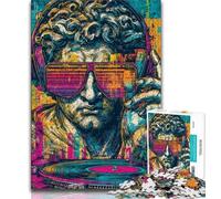 Pop-art Michelangelos David Statue Jigsaw Puzzles for Teenagers 1000 Jigsaws,Family Game Stress Reliever Difficult Challenge Gifts for Friends And Family 50x75cm
