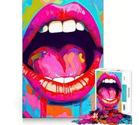 Pop Art Mouth Jigsaws 1000 Pieces for Adults Cognitive Toy Together Fun Image Assembly Art Collection Piece (38x26cm)