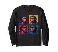 Pop Art Neanderthal Funny Prehistoric Caveman Anthropology Long Sleeve T-Shirt