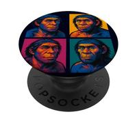 Pop Art Neanderthal Funny Prehistoric Caveman Anthropology PopSockets Adhesive PopGrip