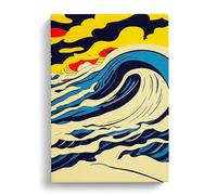Pop Art Ocean Wave No.2 Peach Canvas Print | Gallery Wrapped 30mm Frame Wall Decor | 30x20 inches | Ready to Hang | Pop Art Seascape Picture | Living Room Bedroom Lounge Office