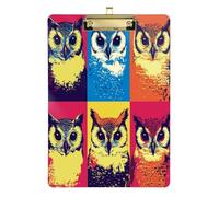 Pop Art Owl clipboard with File Plastic for 5th Grade Classroom Essentials for Teachers Tabla para escribir Size 9 x 12
