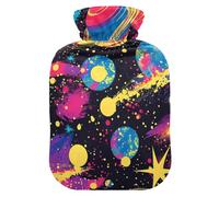 Pop Art Planets Water Bottle for hot Water with Soft Cover, 1L hot Compress Bag for Neck Shoulder Warmer