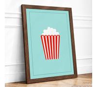 Pop Art Popcorn Modern Framed Wall Art Print A2 (59.4×42cm) Walnut, Wall Decor for Living Room, Bedroom, Office & Home, Ready to Hang, Art Gift