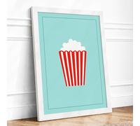 Pop Art Popcorn Modern Framed Wall Art Print A4 (29.7×21cm) White, Wall Decor for Living Room, Bedroom, Office & Home, Ready to Hang, Art Gift