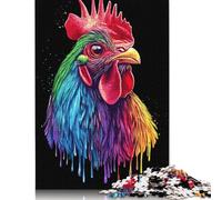 Pop Art Rainbow Rhode Island Red Roosterre Jigsaw Puzzles Puzzle for Adults Kids. 1000 Pieces Great Gifts Challenge Toy Educational Games Home Decoration for Educational Games Gifts 1000pcs (75x50cm)