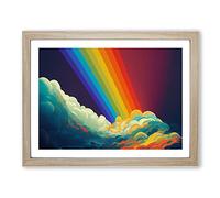 Pop Art Rainbow Vol.1 Abstract Framed Print | A4 Oak Framed Wall Art | Ready to Hang | Pop Art Fantasy Picture | Living Room Bedroom Lounge Office