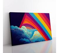 Pop Art Rainbow Vol.2 Abstract Canvas Wall Art Print Ready to Hang, Framed Picture for Living Room Bedroom Home Office Décor, 50x35 cm (20x14 Inch)