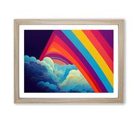 Pop Art Rainbow Vol.2 Abstract Framed Print | A2 Oak Framed Wall Art | Ready to Hang | Pop Art Fantasy Picture | Living Room Bedroom Lounge Office
