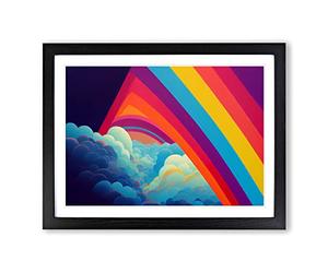 Pop Art Rainbow Vol.2 Abstract Framed Print | A3 Black Framed Wall Art | Ready to Hang | Pop Art Fantasy Picture | Living Room Bedroom Lounge Office