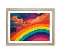 Pop Art Rainbow Vol.3 Abstract Framed Print | A3 Oak Framed Wall Art | Ready to Hang | Pop Art Fantasy Picture | Living Room Bedroom Lounge Office