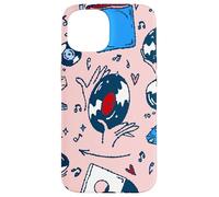 pop art record collector music lover vintage heart 70s disco Case for iPhone 15