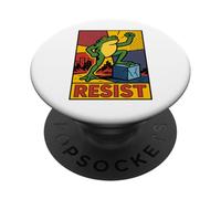 Pop Art Resist Frog With Foot On Ice Cube Retro Poster Style PopSockets Adhesive PopGrip