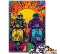 Pop-art Riding A Motorcycle Jigsaw Puzzles for Adults 1000 Piece Puzzle, Toy Intellectual Game Artists Collection, Fine Art 26X38CM