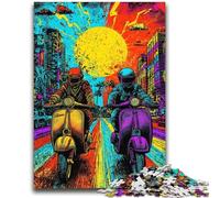 Pop-art Riding A Motorcycle JigsawPuzzle 1000 Pieces for Teenagers,Stress Reliever Difficult Challenge Unique Home Decor And Gifts (38x52cm)