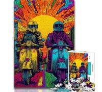 Pop-art Riding A Motorcycle Puzzles for Adults And Teenagers,Decompressing Intellectual Educational Toy Birthday Present,Gifts,Wall Art 70x100cm