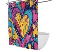 Pop Art Shower Curtain Graffiti Heart Shower Curtain Vibrant Youthful Bathroom Decor Polyester Waterproof Machine Washable Bath Curtains 120 x 180 cm