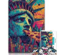 Pop Art Statue of Liberty Jigsaw Puzzles for Teenagers 1000 Jigsaws,Staycation Kill Time Every Piece Is Unique - Challenging Family Fun Game 38x26cm