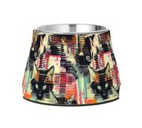 Pop Art Style Cats Dogs Feeding Bowls Elevated Stainless Steel Raised Cat Bowls for Slow Feed Cats Comfort Feeding