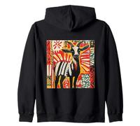 Pop Art Style Folk Art Goat Graphic Zip Hoodie
