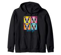 Pop Art Style Frenchie Girl Zip Hoodie